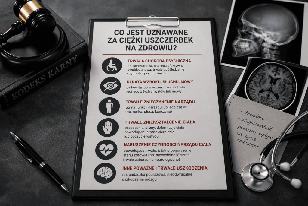 Co jest uznawane za ciężki uszczerbek na zdrowiu?
